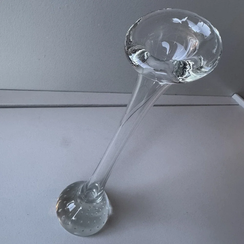 Vintage Aseda Glasbruk Clear Glass Bud Vase Jack in the Pulpit Bullicante Sweden